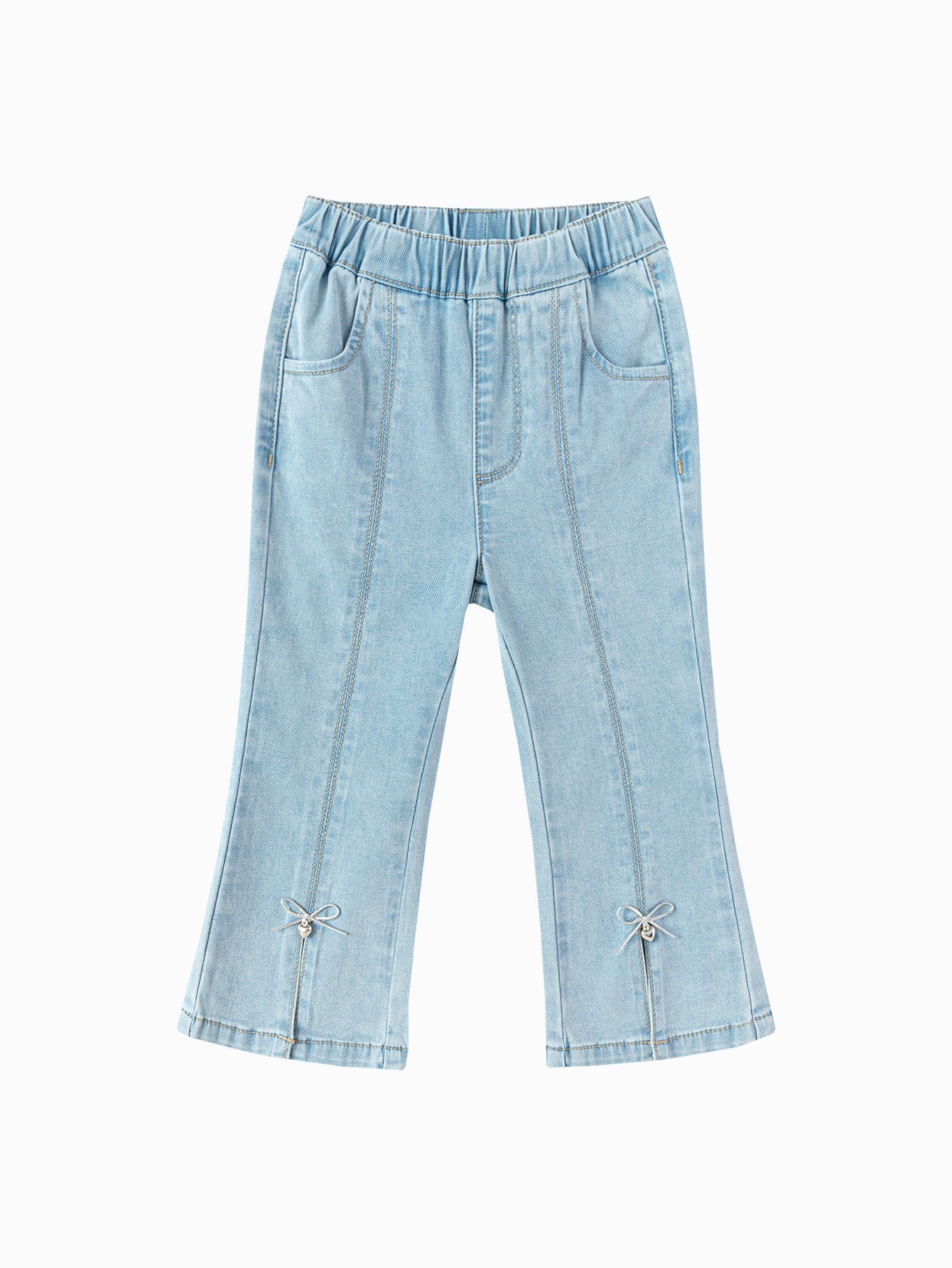 Balabala Girls Embroidered Flared Jeans Light Blue
