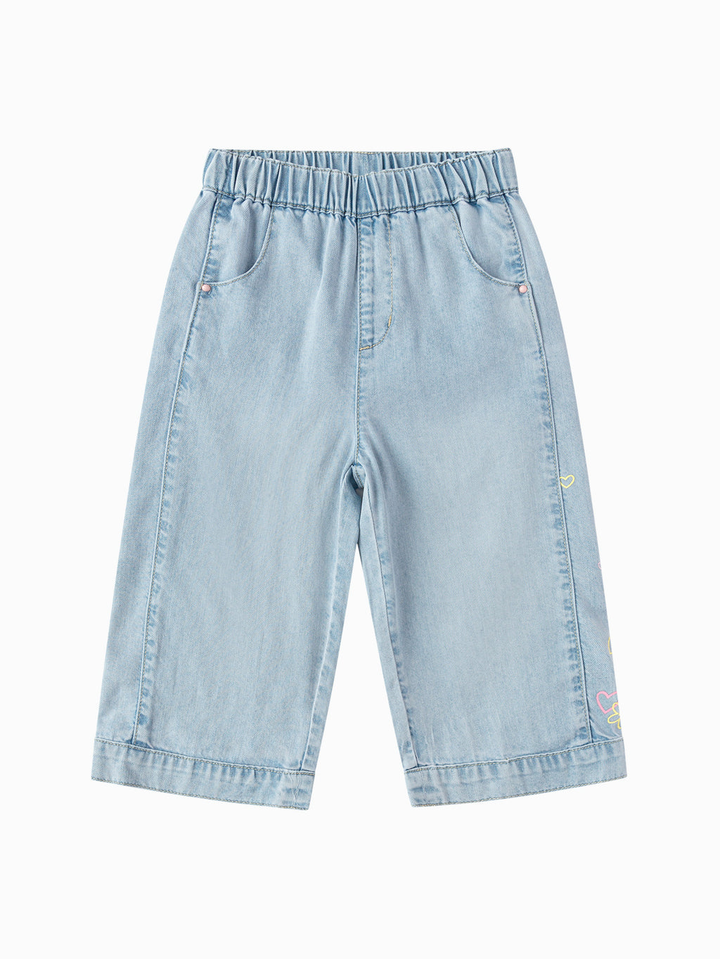 Balabala Girls Embroidered Denim Culottes Light Blue