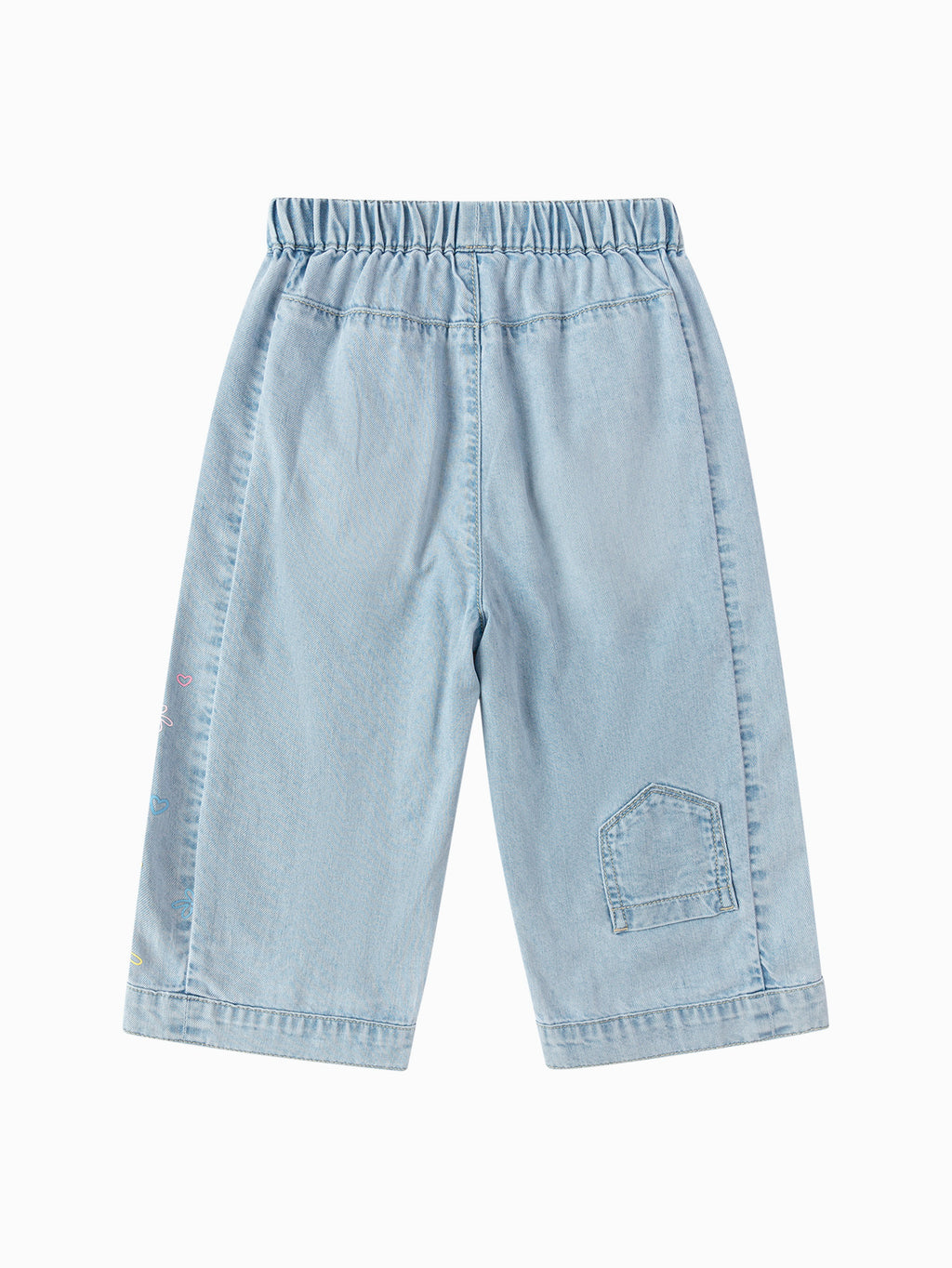 Balabala Girls Embroidered Denim Culottes Light Blue
