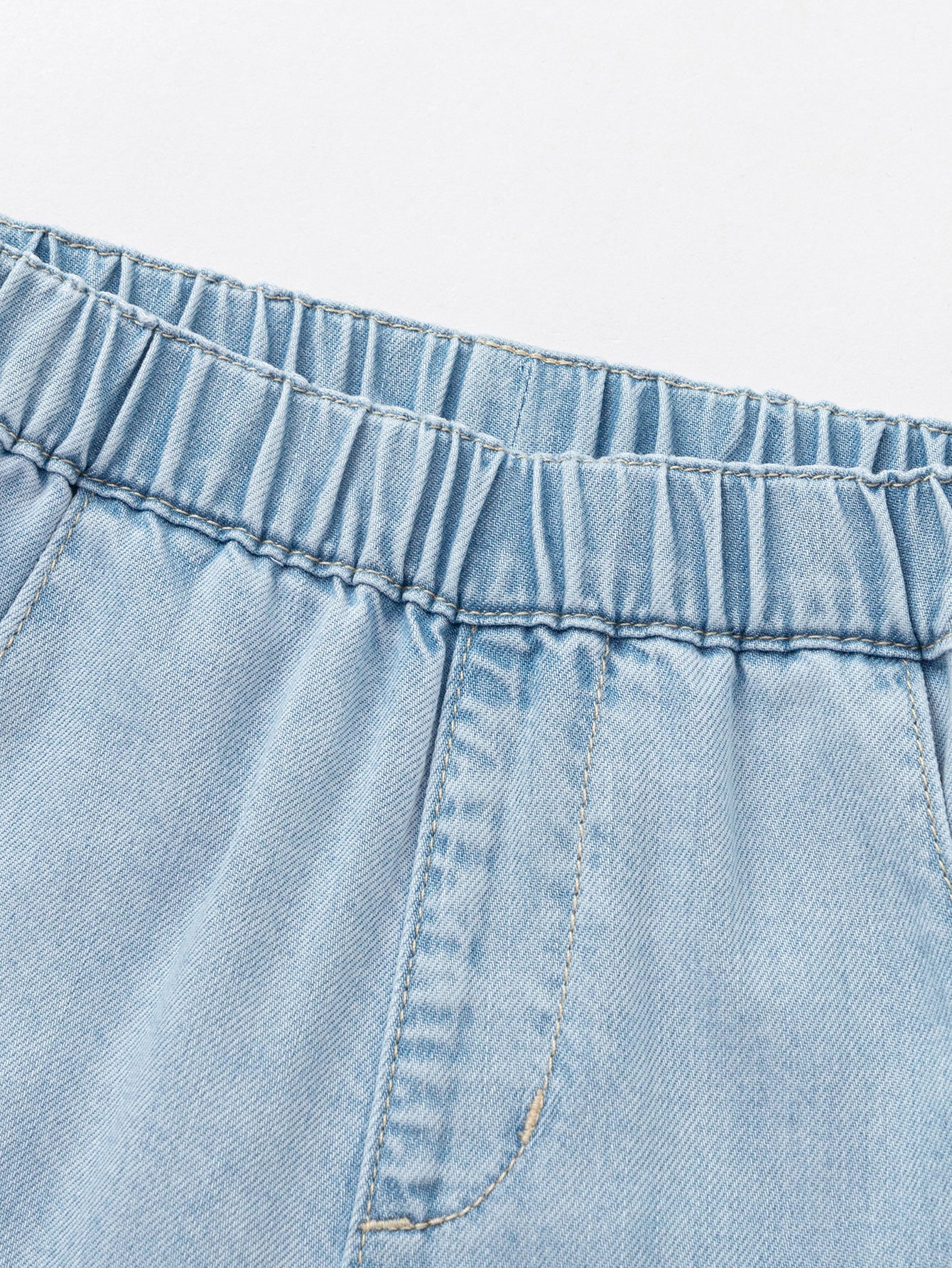 Balabala Girls Embroidered Denim Culottes Light Blue