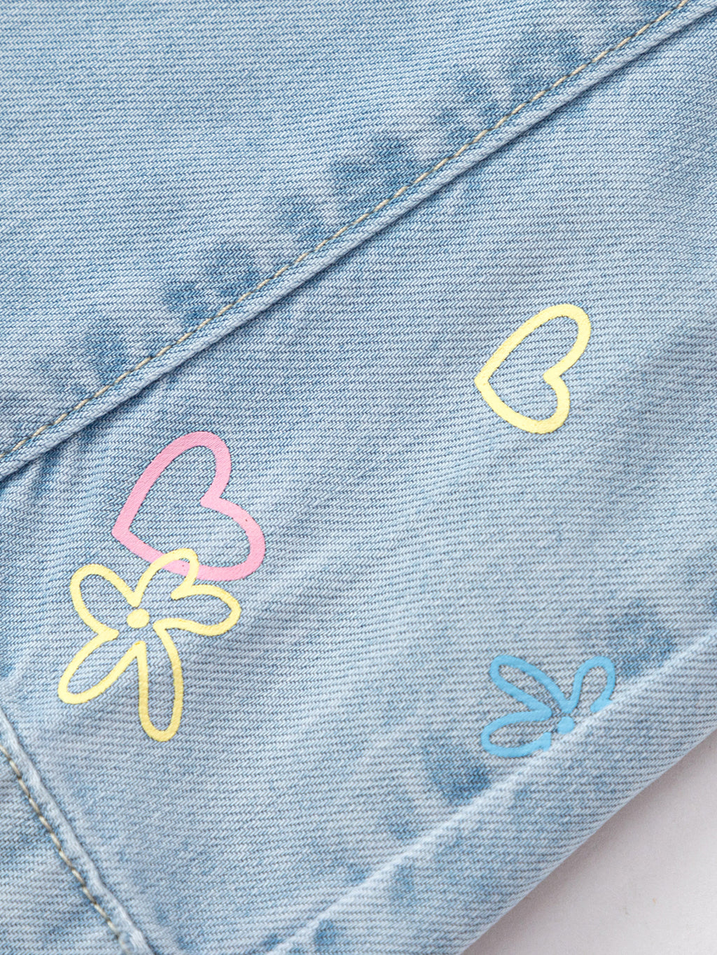Balabala Girls Embroidered Denim Culottes Light Blue