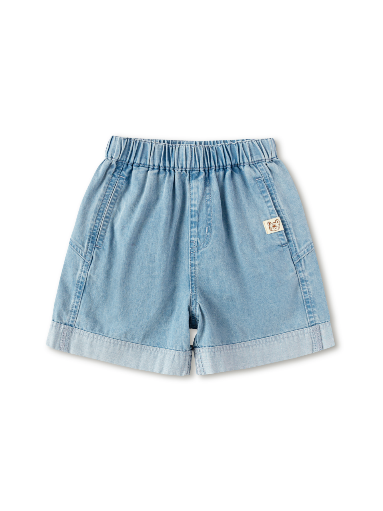 Balabala Boys Washed Denim Shorts Green,Denim Medium Blue
