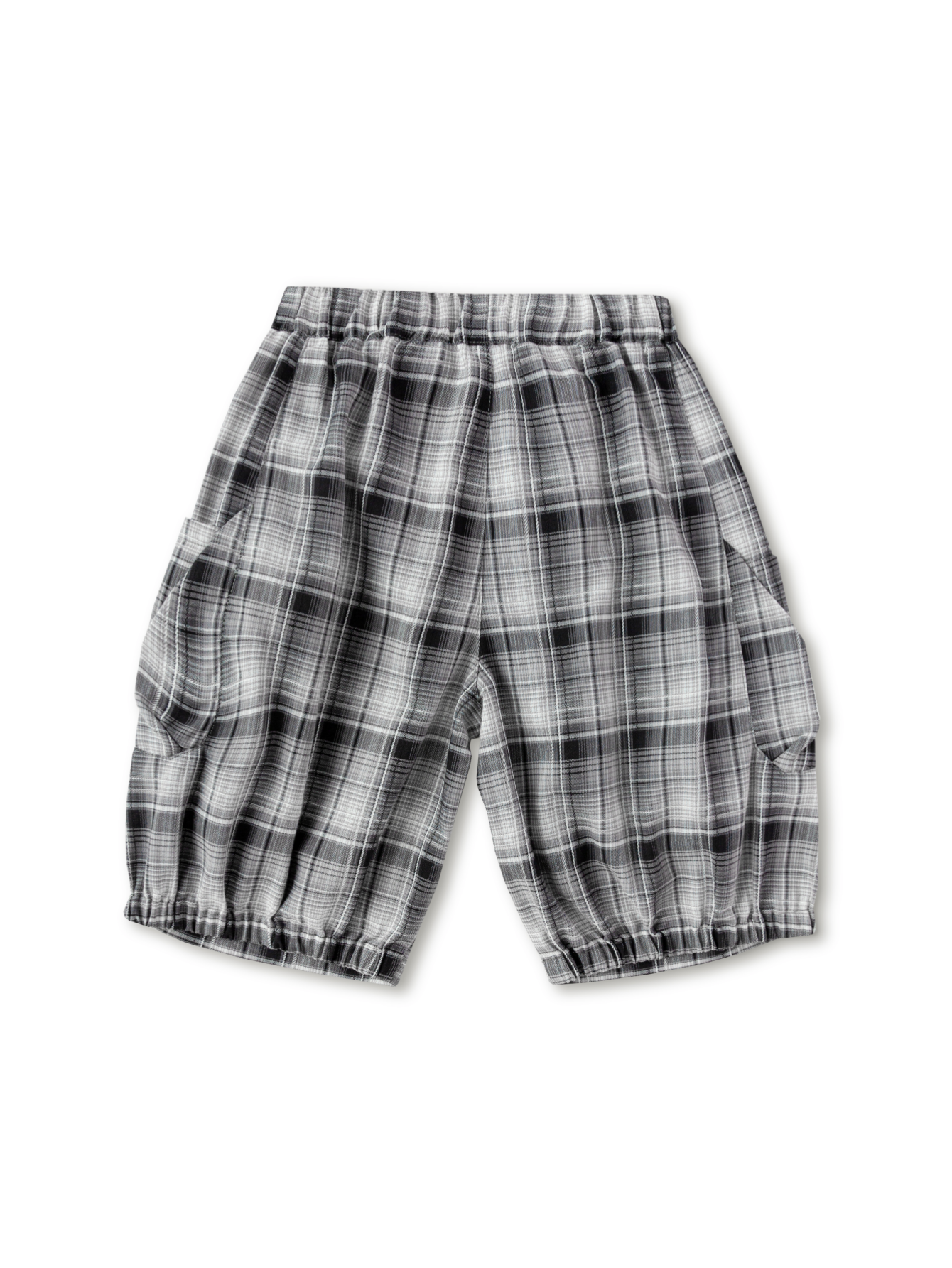 Balabala Boys Plaid Cargo Shorts Black