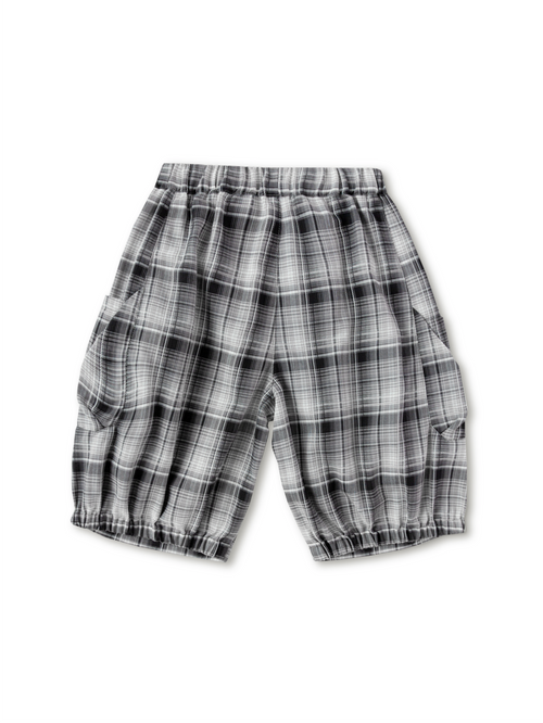Balabala Boys Plaid Cargo Shorts Black