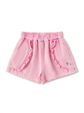 Balabala Girls Embroidered Denim Medium Blue,Pink