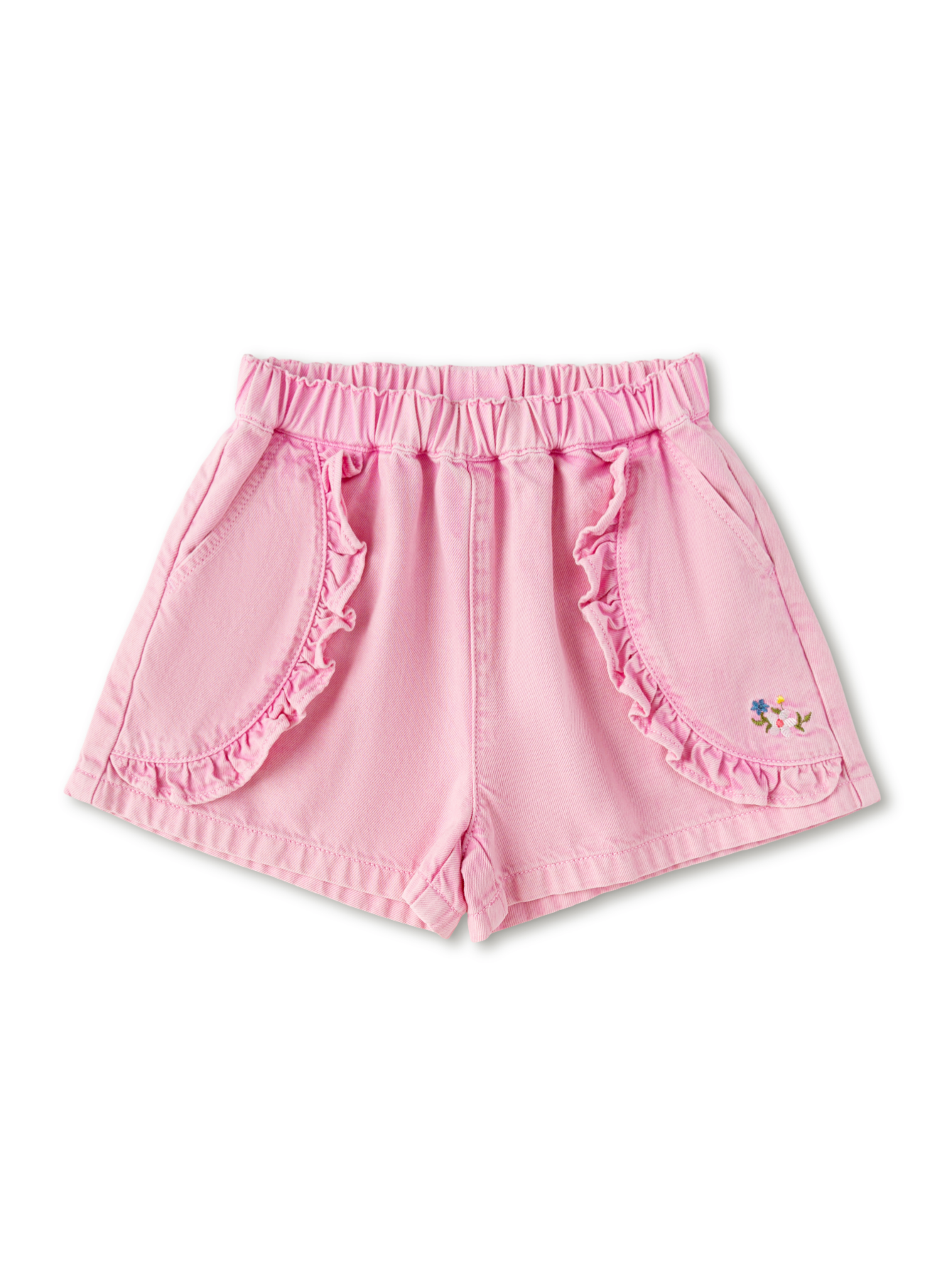 Balabala Girls Embroidered Denim Medium Blue,Pink