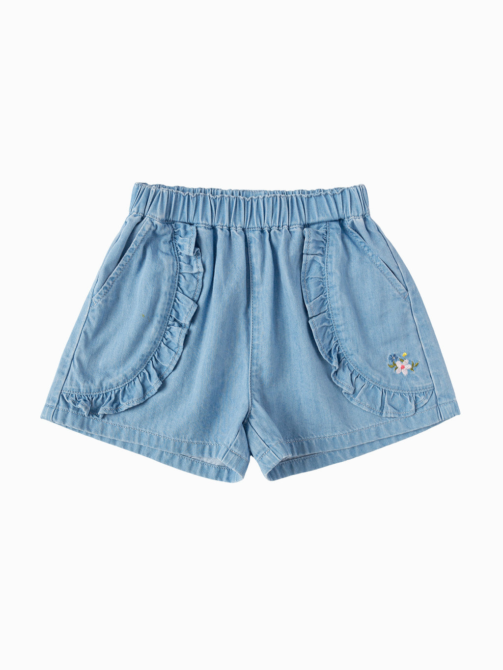 Balabala Girls Embroidered Denim Medium Blue,Pink