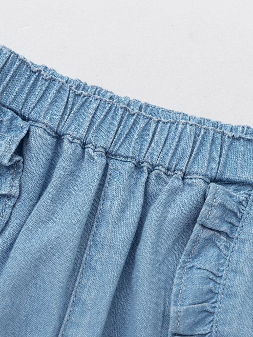 Balabala Girls Embroidered Denim Medium Blue,Pink