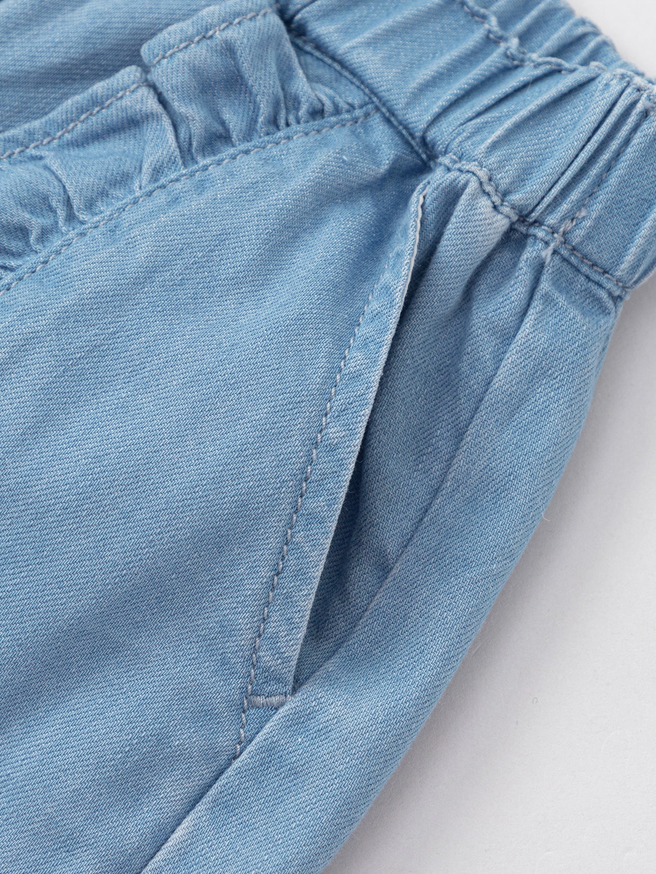 Balabala Girls Embroidered Denim Medium Blue,Pink
