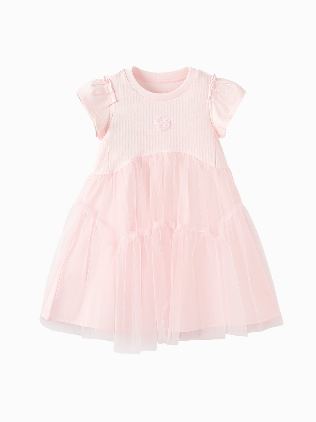 Balabala Girls Ribbed Tulle Dress Pink