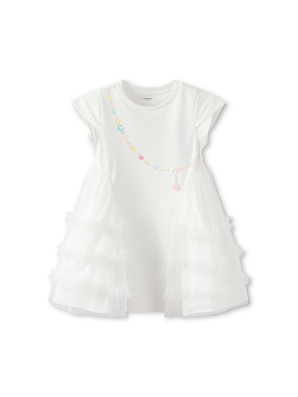 Balabala Girls Layered Tulle Dress White