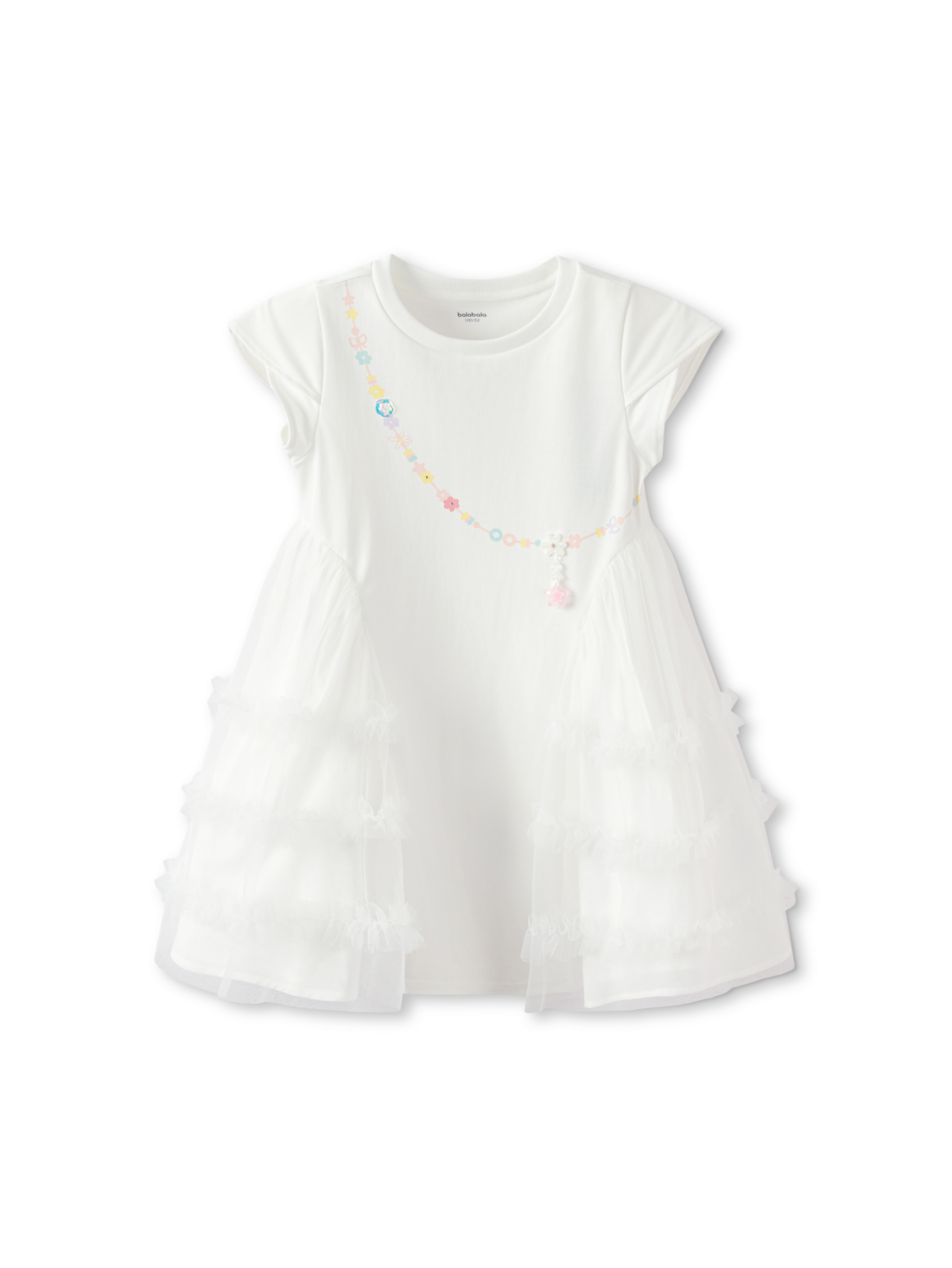 Balabala Girls Layered Tulle Dress White
