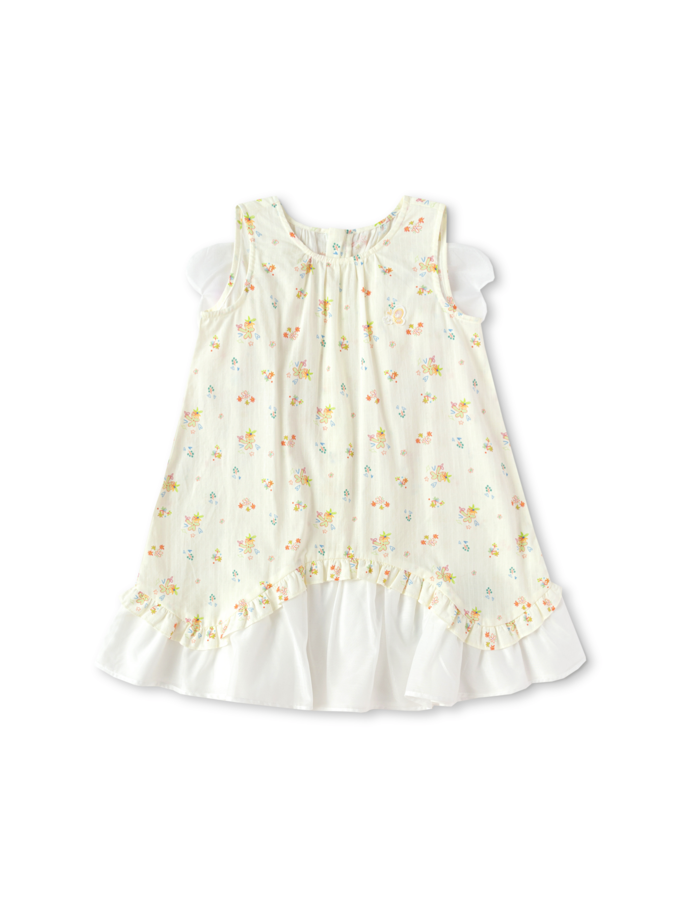Balabala Girls Floral Dress Cream,White