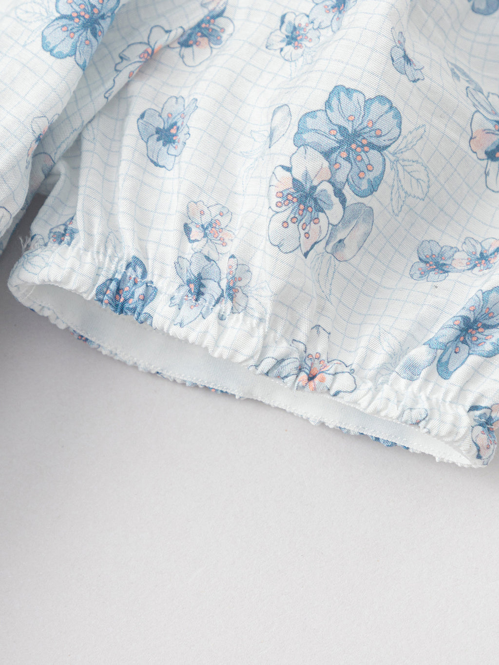 Balabala Girls Floral Puff Sleeve Dress White Blue
