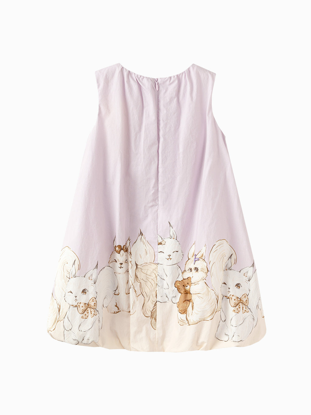 Balabala Girls Cat Print Sleeveless Dress Purple