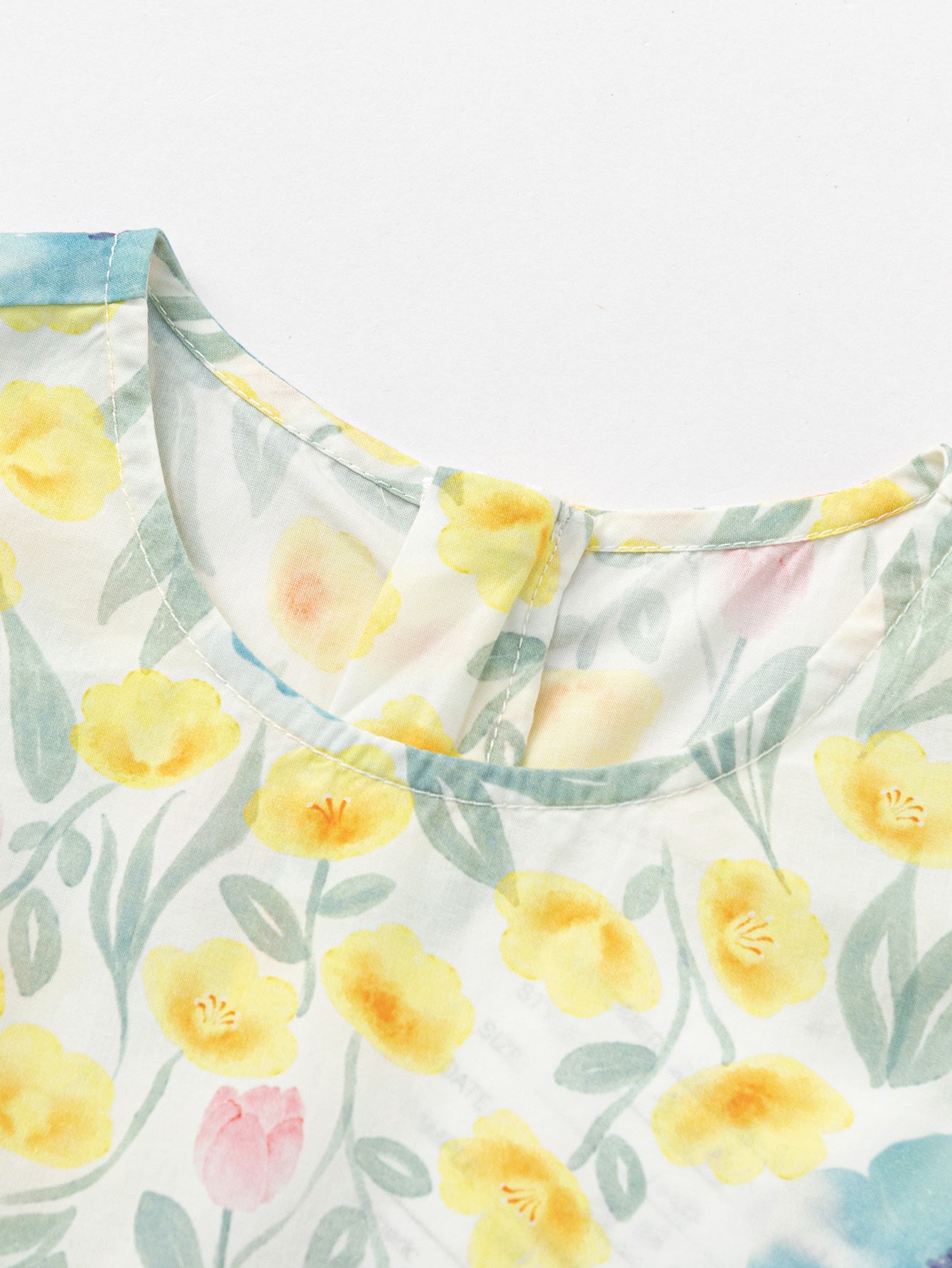 Balabala Girls Floral Ruffle Dress Yellow Green