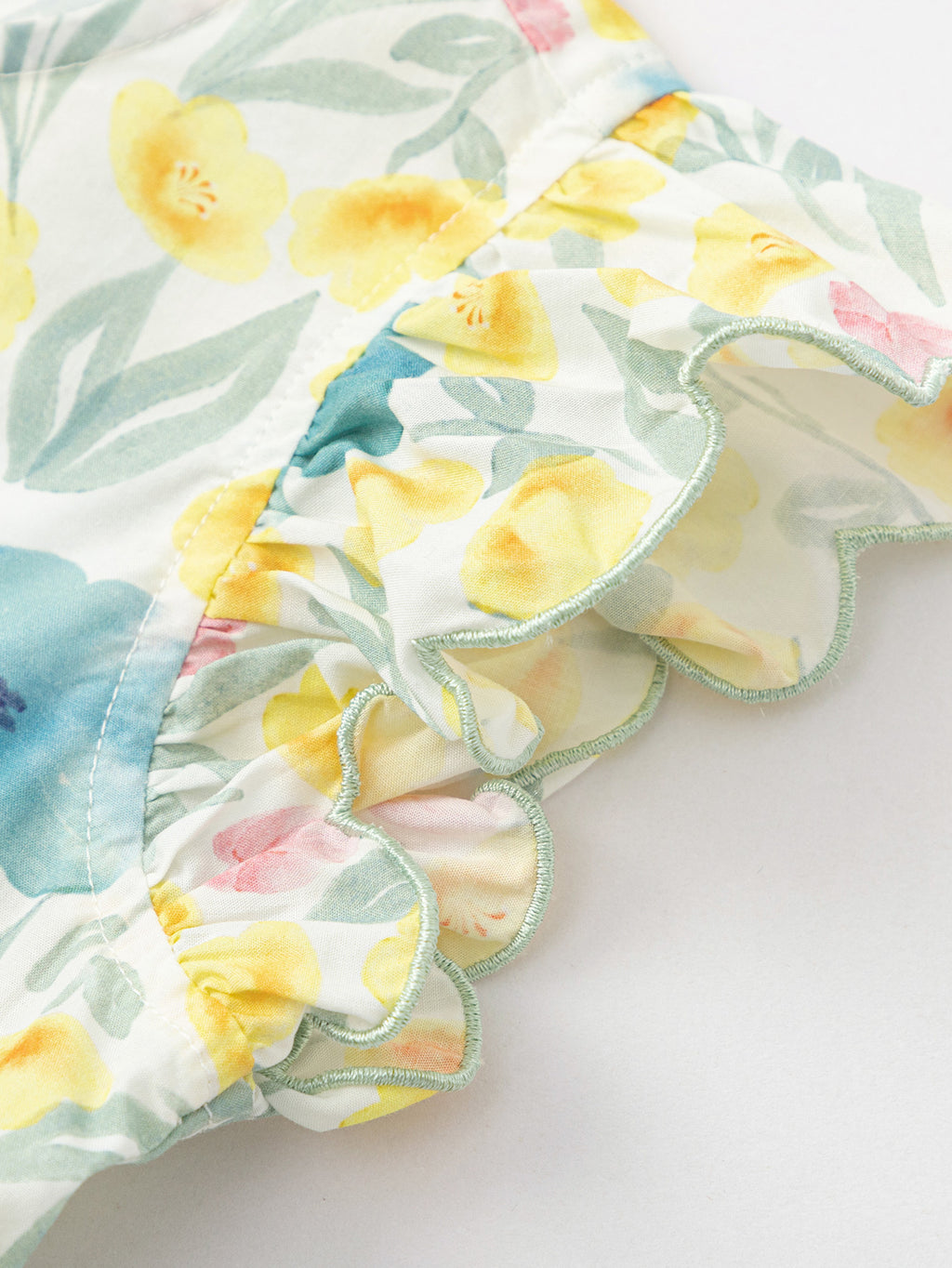 Balabala Girls Floral Ruffle Dress Yellow Green