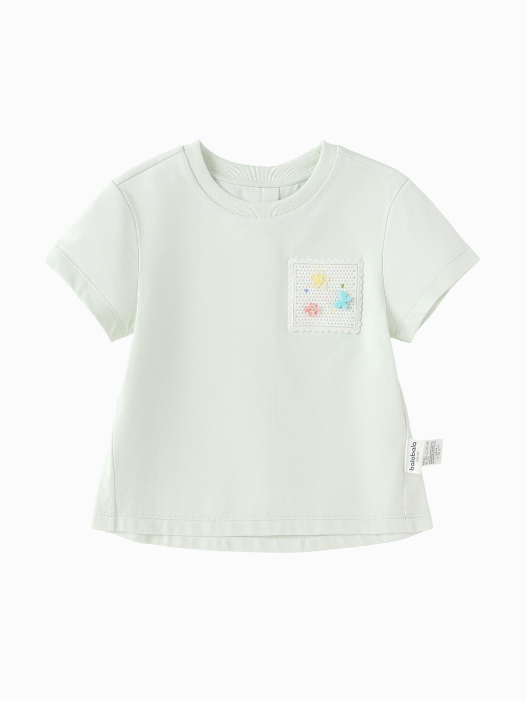 Balabala Girls Floral Embroidered T-Shirt White,Pink Green