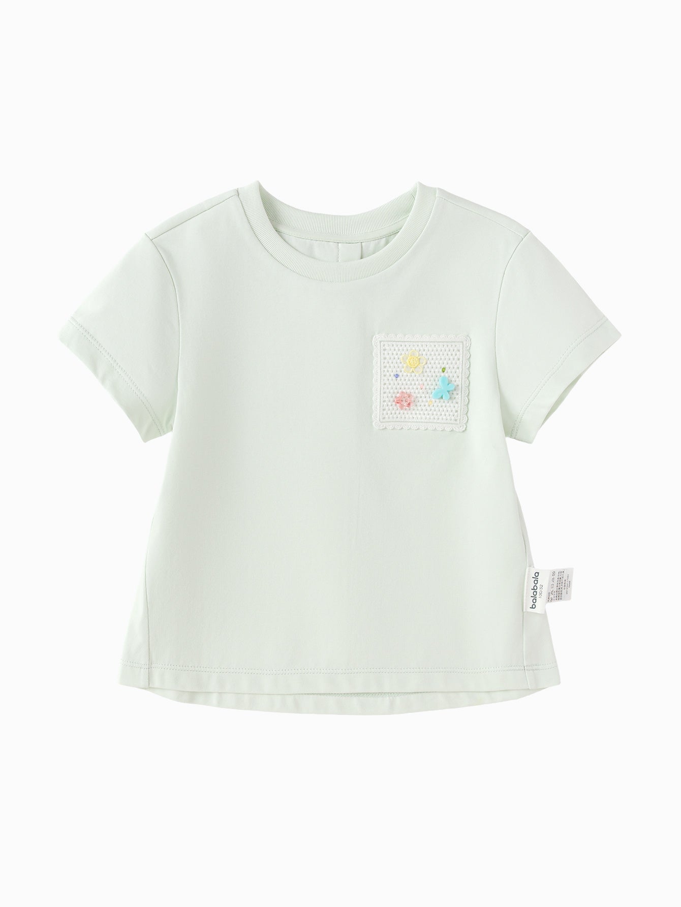 Balabala Girls Floral Embroidered T-Shirt White,Pink Green