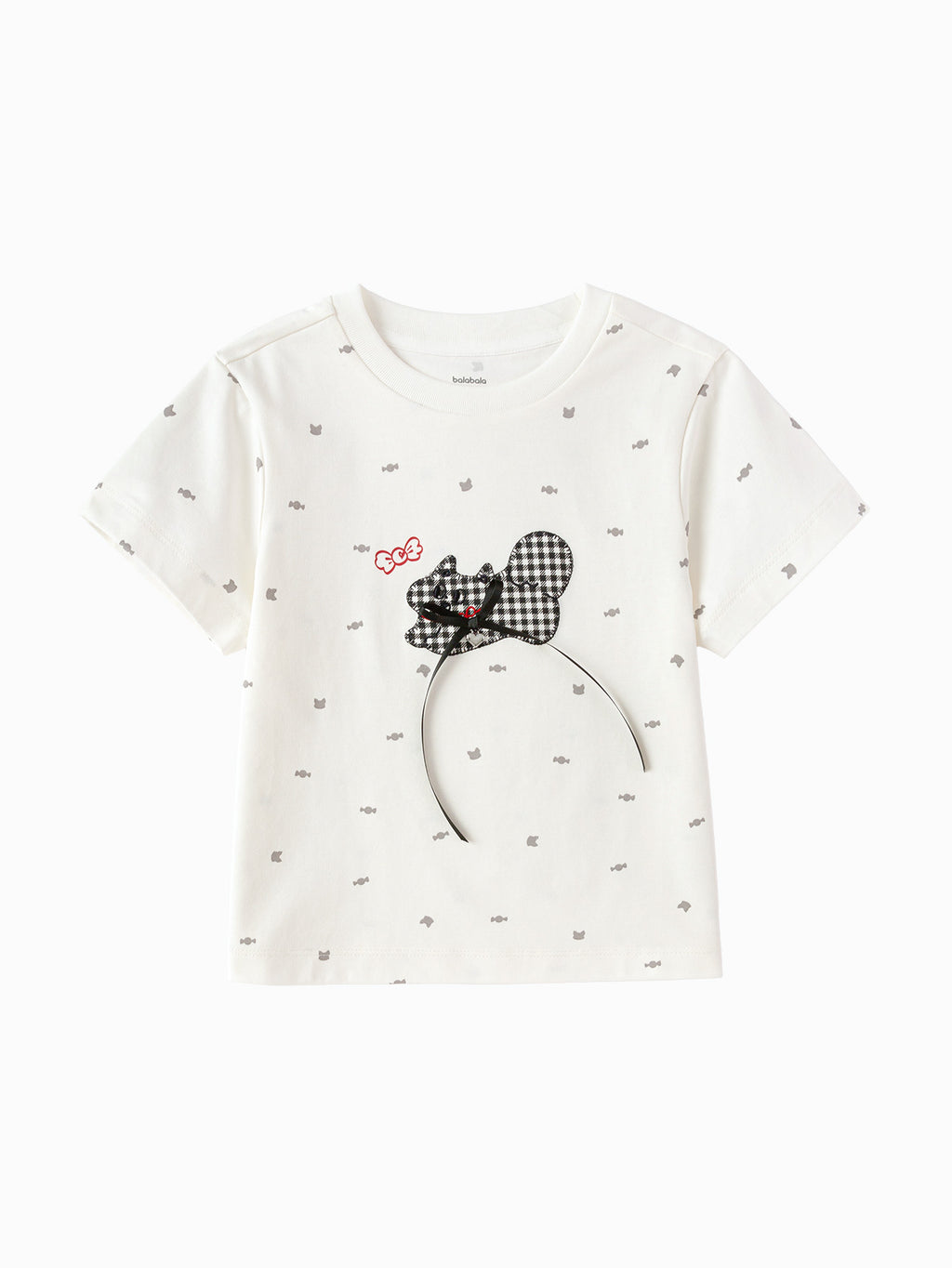 Balabala Girls Bow Headband T-Shirt White