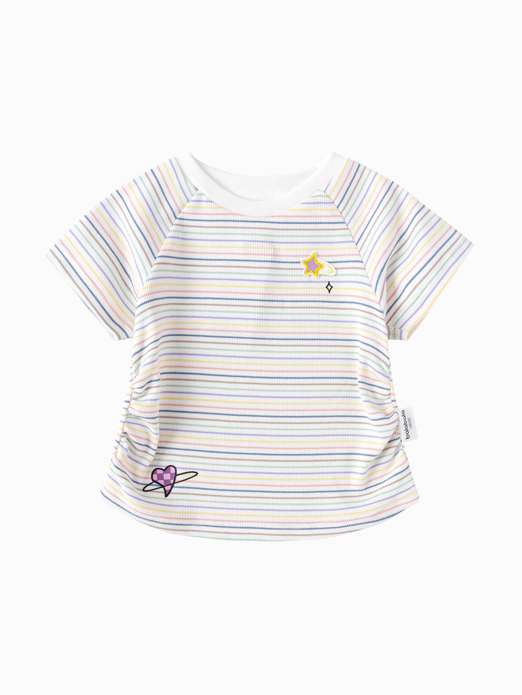Balabala Girls Rainbow Striped T-Shirt White,Purple