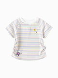 Balabala Girls Rainbow Striped T-Shirt White,Purple