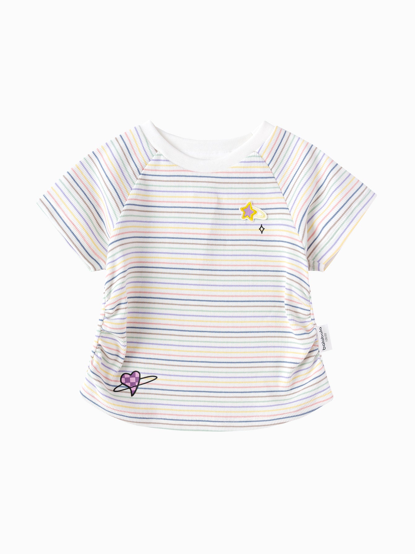 Balabala Girls Rainbow Striped T-Shirt White,Purple