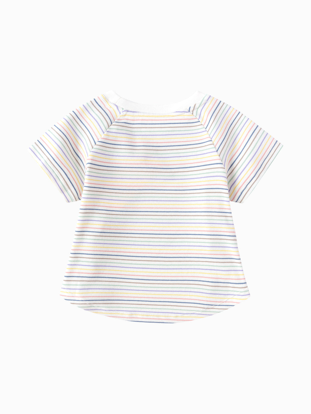 Balabala Girls Rainbow Striped T-Shirt White,Purple