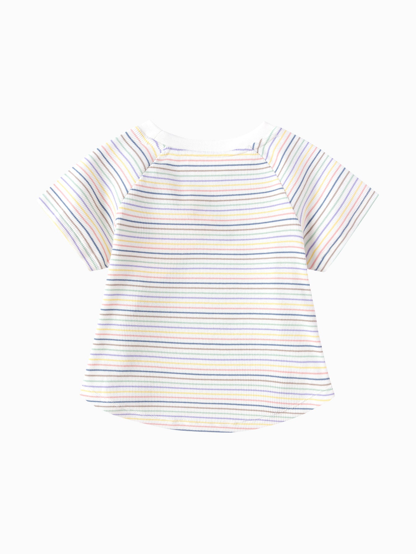 Balabala Girls Rainbow Striped T-Shirt White,Purple