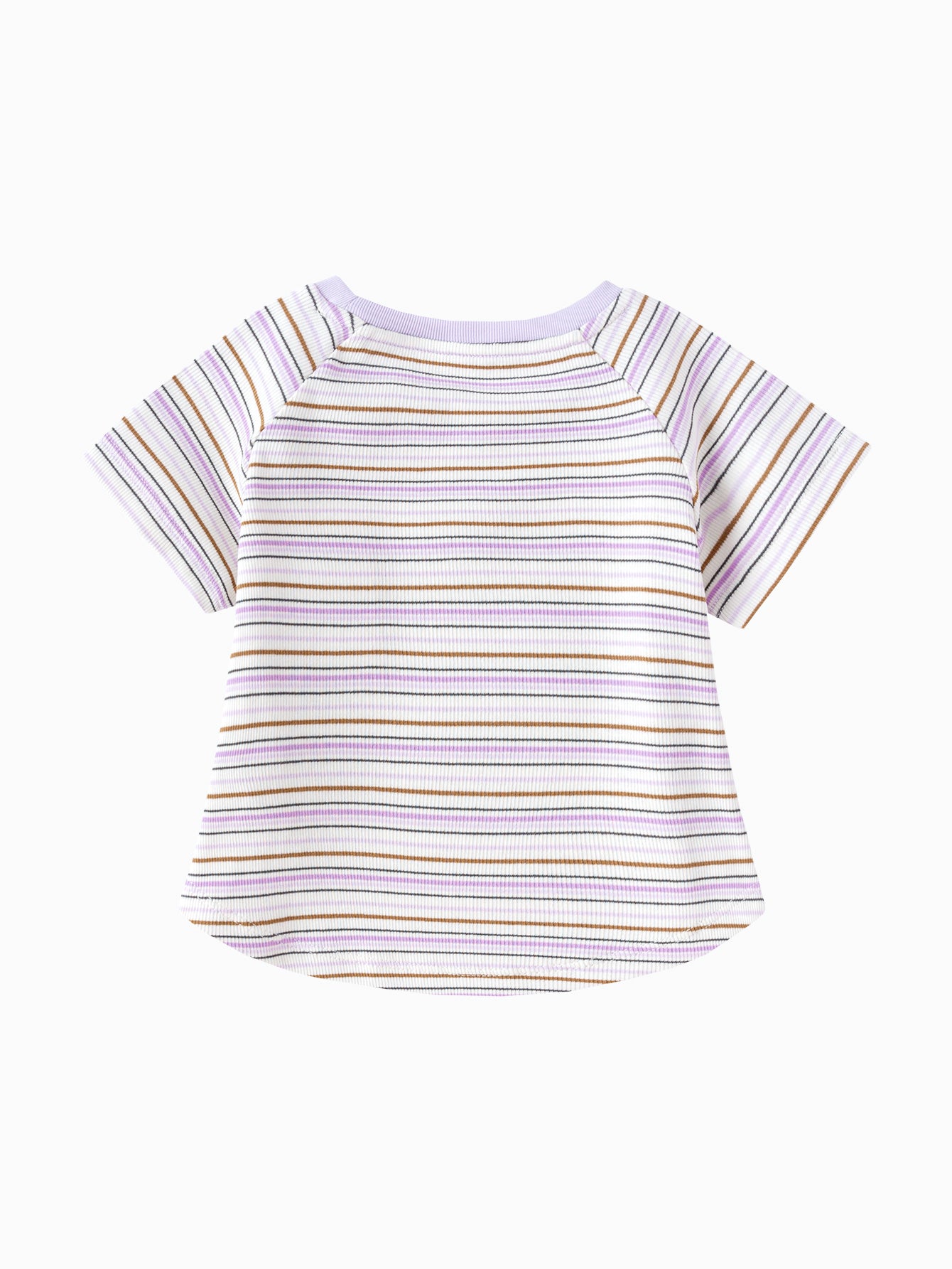 Balabala Girls Rainbow Striped T-Shirt White,Purple