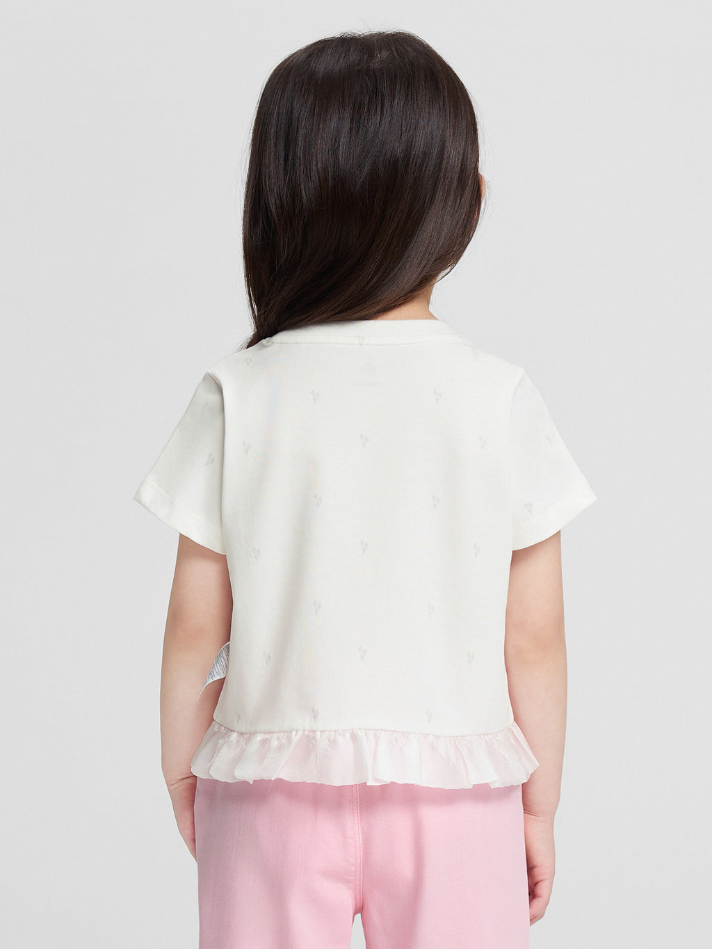 Balabala Girls Pony Ruffle T-Shirt White,Visions Pink,Ice blue