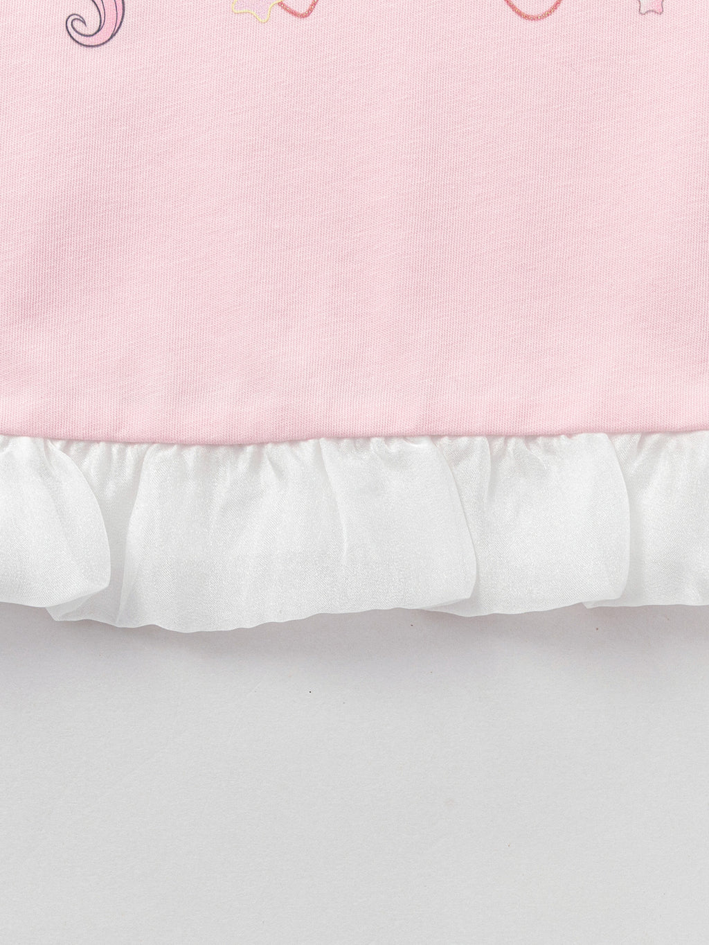 Balabala Girls Pony Ruffle T-Shirt White,Visions Pink,Ice blue
