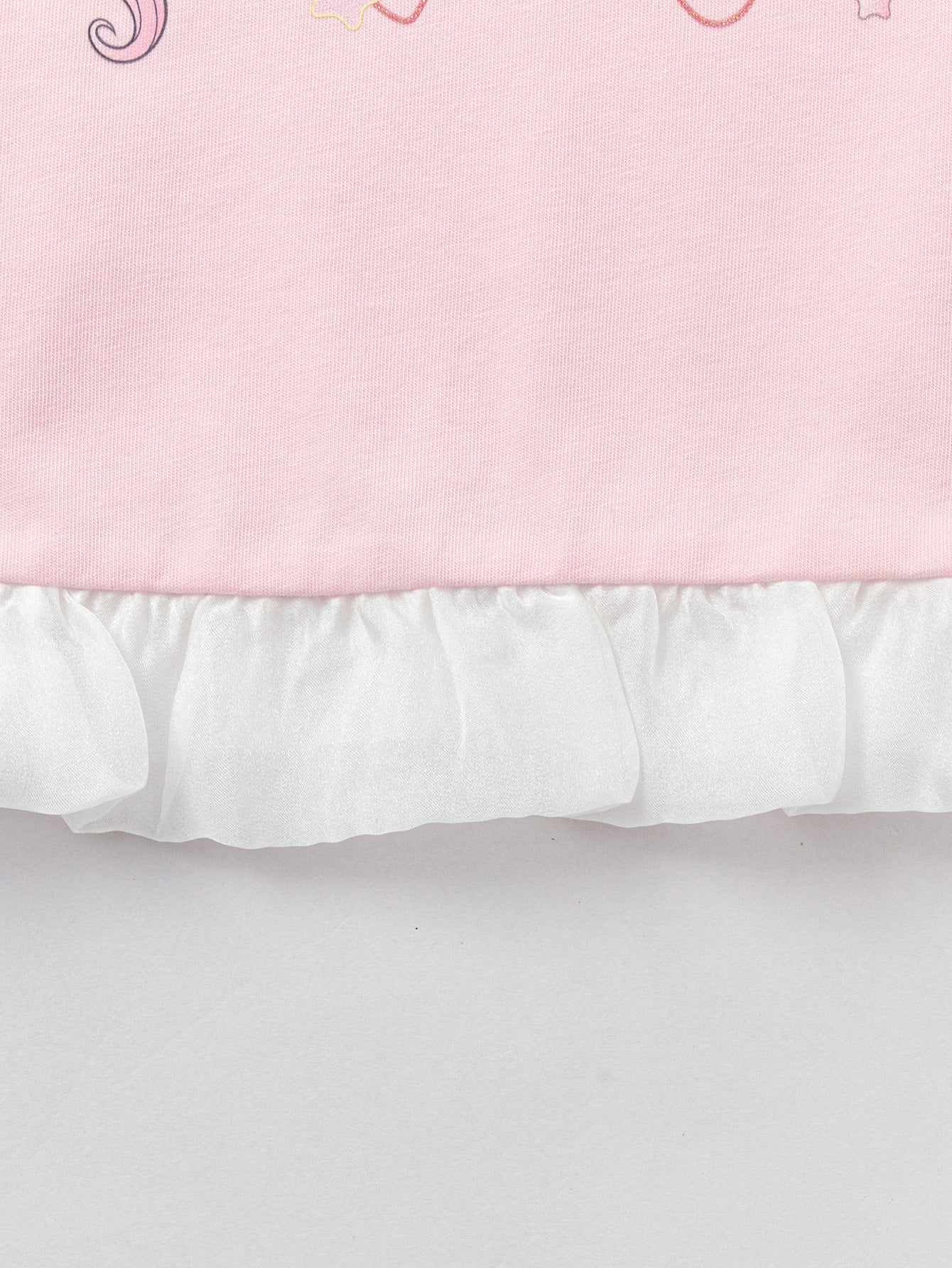 Balabala Girls Pony Ruffle T-Shirt White,Visions Pink,Ice blue