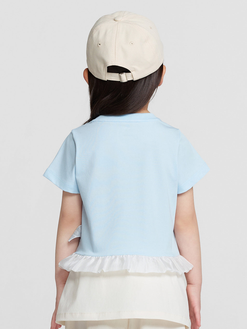 Balabala Girls Pony Ruffle T-Shirt White,Visions Pink,Ice blue