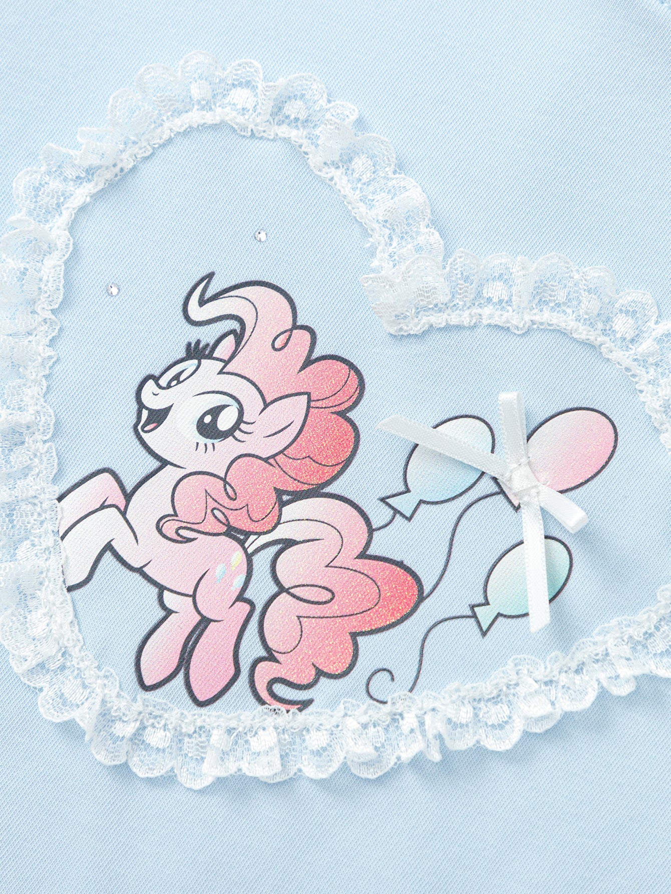 Balabala Girls Pony Ruffle T-Shirt White,Visions Pink,Ice blue