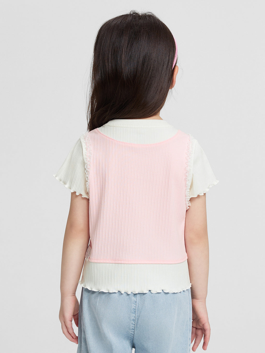 Balabala Girls Pony Layered T-Shirt Pink