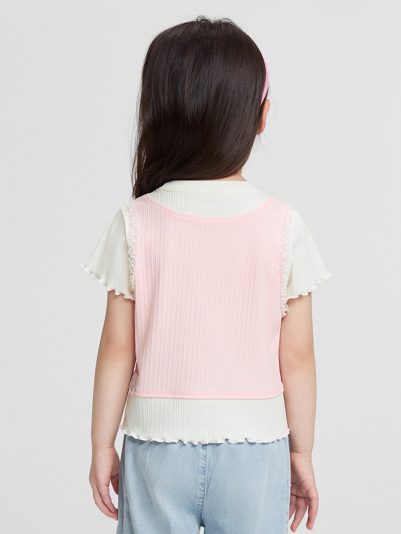 Balabala Girls Pony Layered T-Shirt Pink