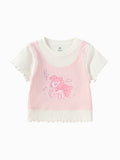 Balabala Girls Pony Layered T-Shirt Pink