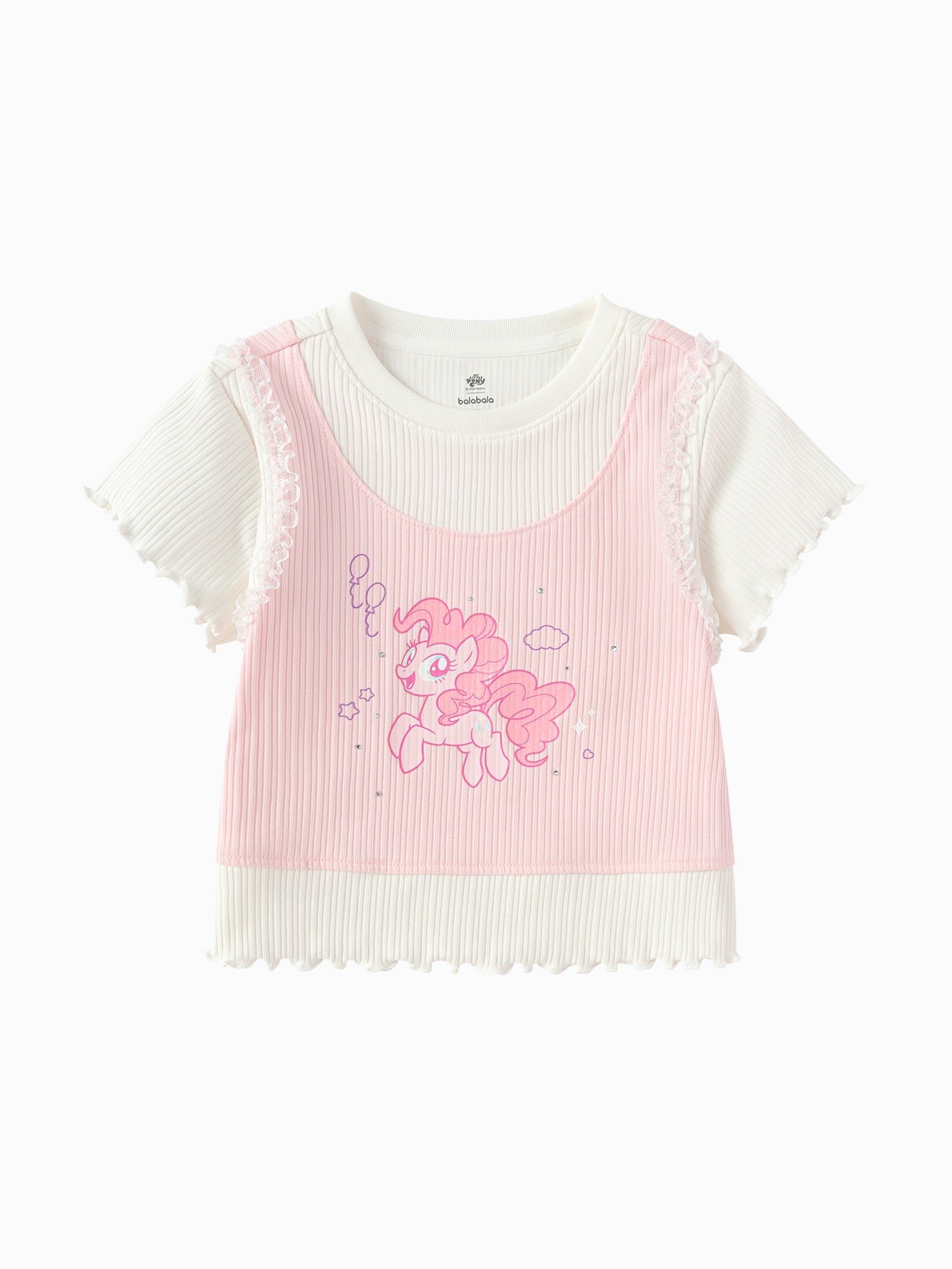 Balabala Girls Pony Layered T-Shirt Pink