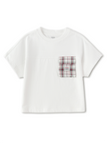 Balabala Boys Plaid Pocket T-Shirt White