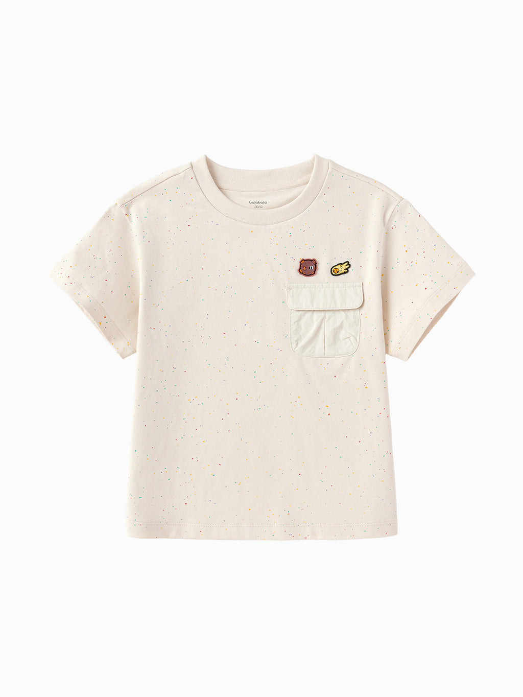 Balabala Boys Print T-Shirt White Red,Light Khaki