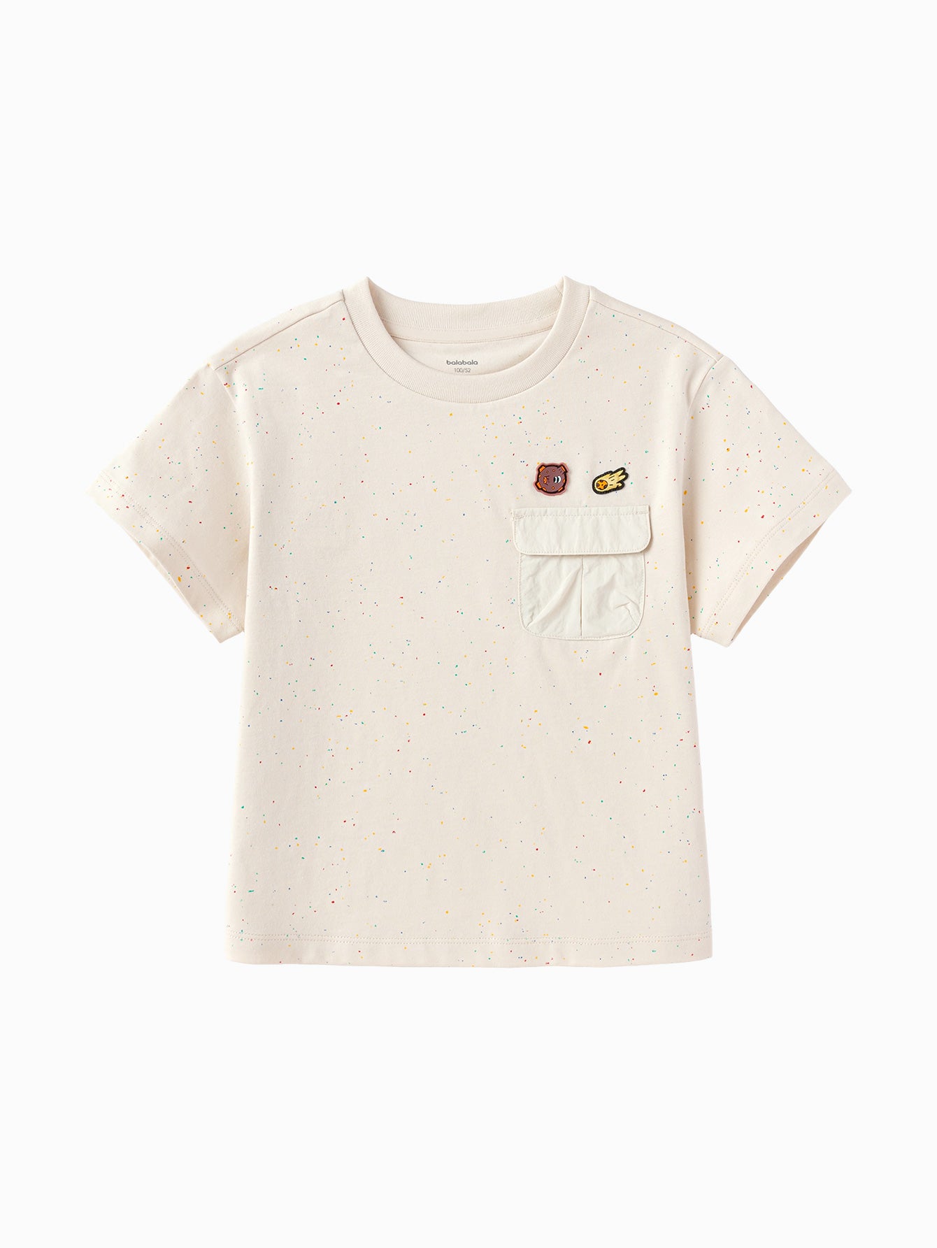 Balabala Boys Print T-Shirt White Red,Light Khaki