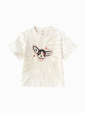 Balabala Tie Dye Graphic T Shirt Beige