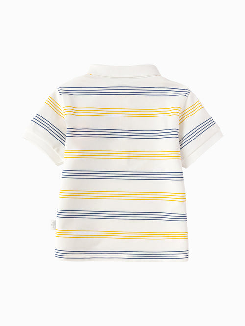 Balabala Boys Polo Shirt White Yellow,Raw White