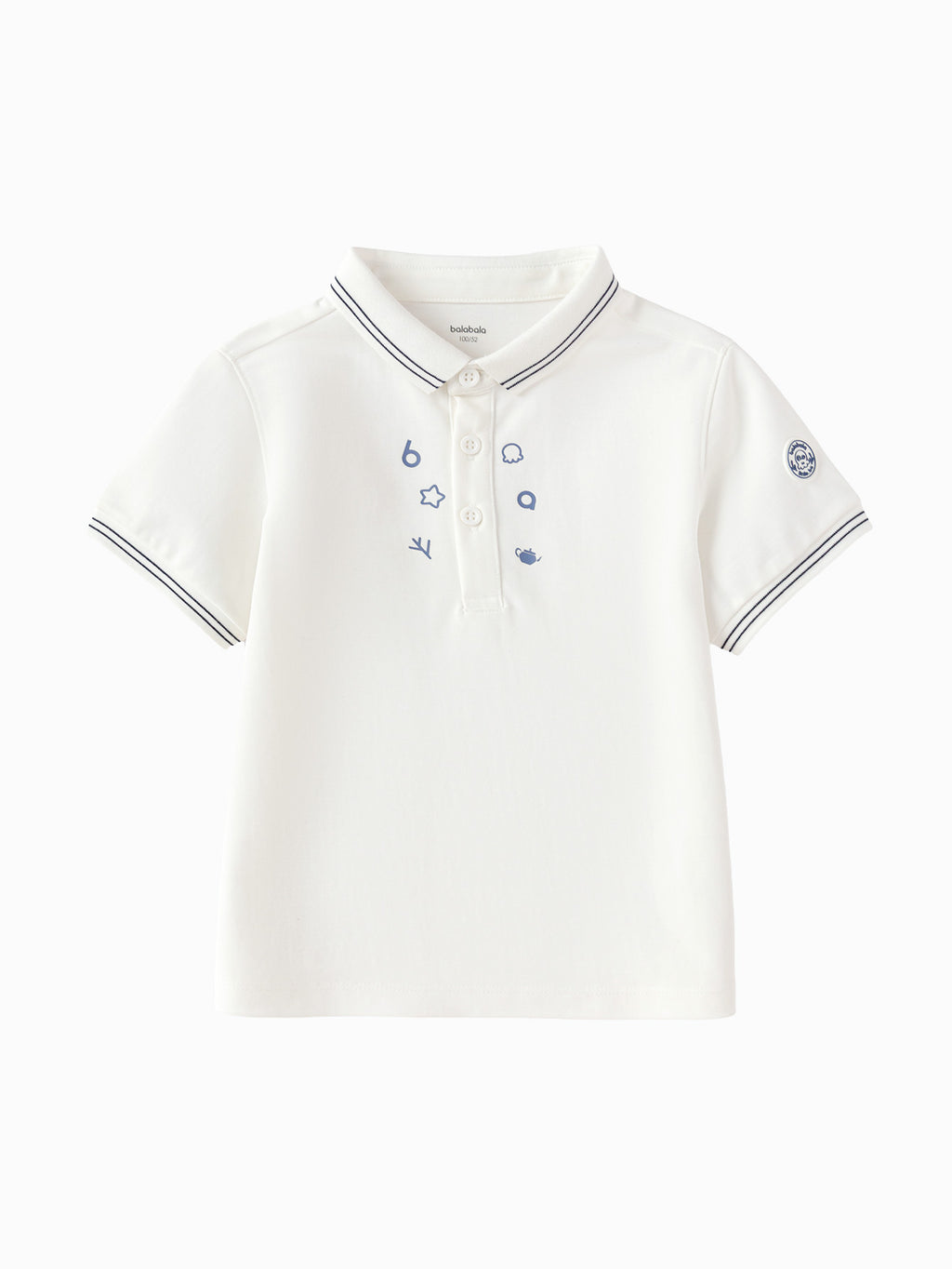 Balabala Boys Polo Shirt White Yellow,Raw White