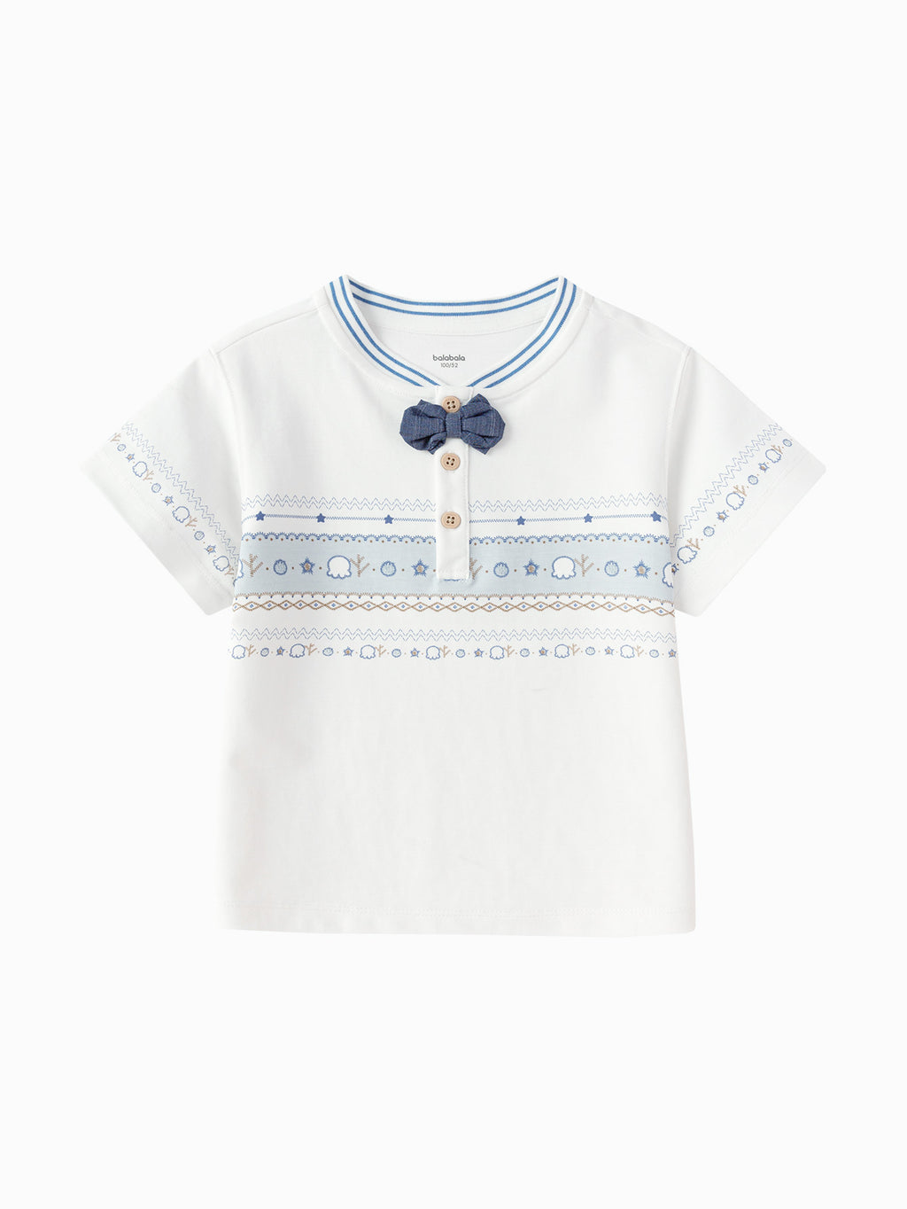 Balabala Girls Bow T Shirt White,Blue