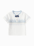 Balabala Girls Bow T Shirt White,Blue