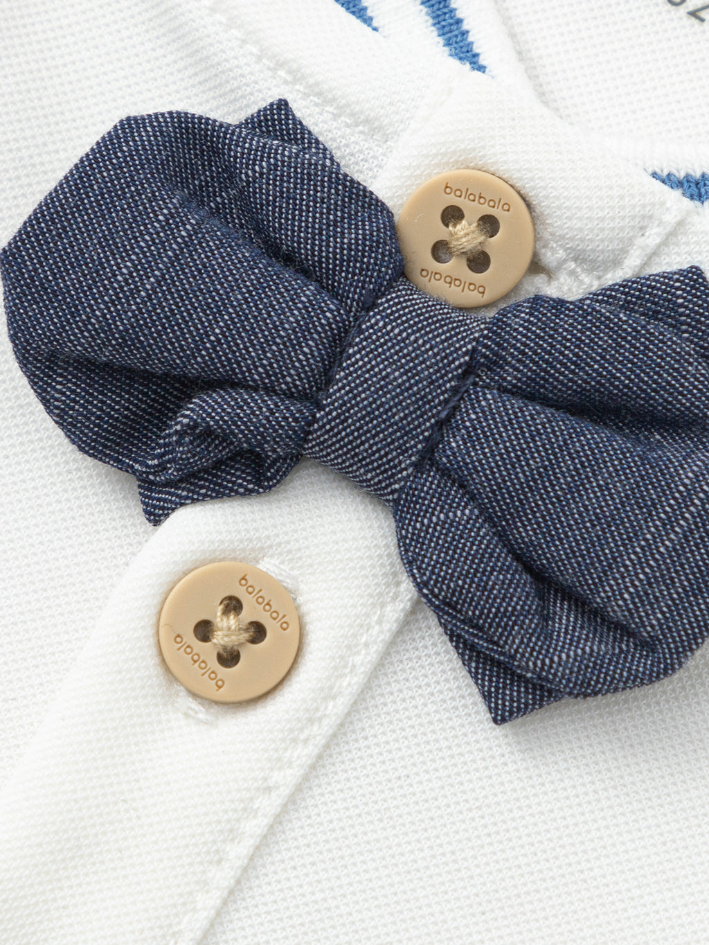 Balabala Girls Bow T Shirt White,Blue