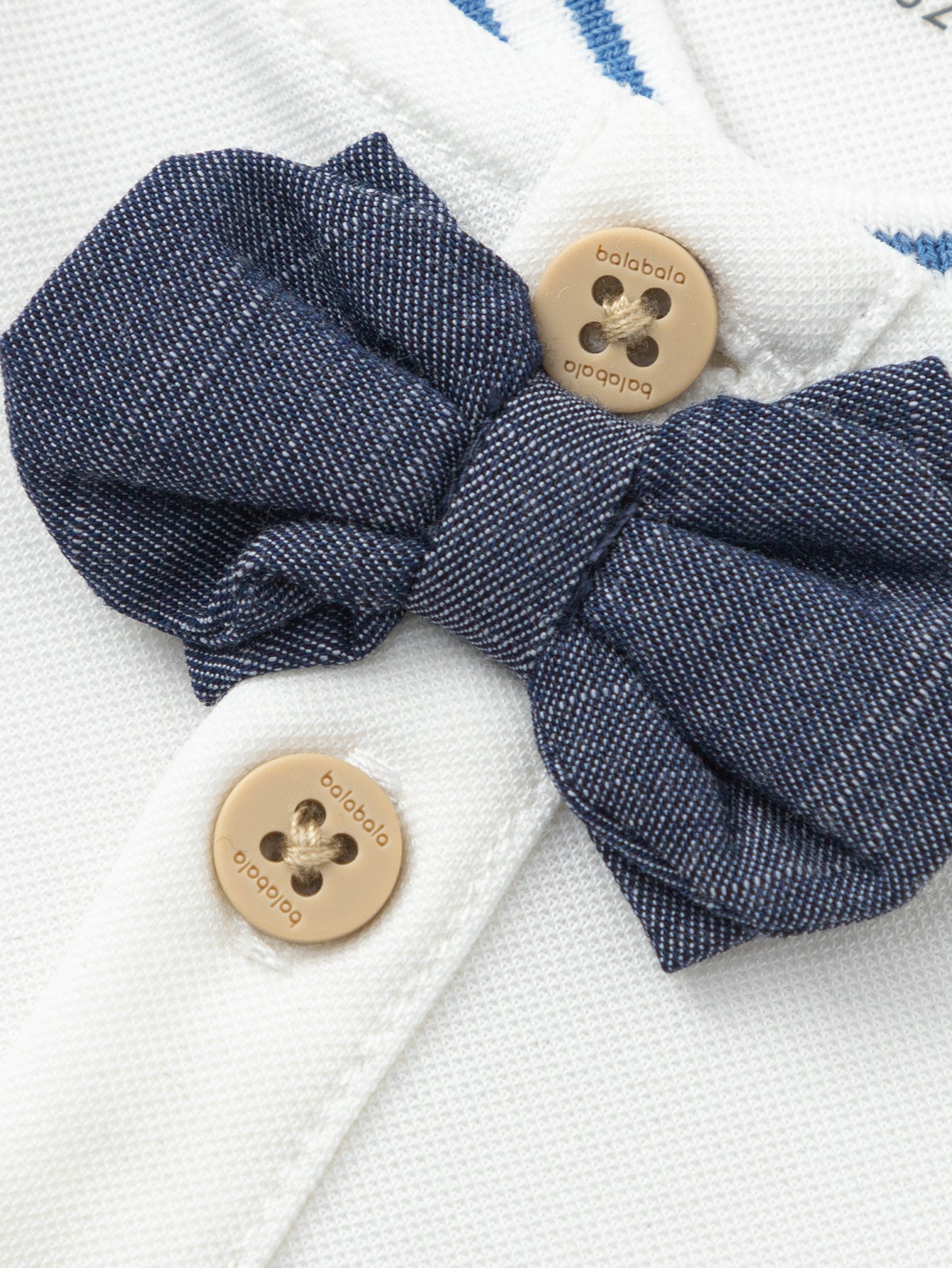 Balabala Girls Bow T Shirt White,Blue