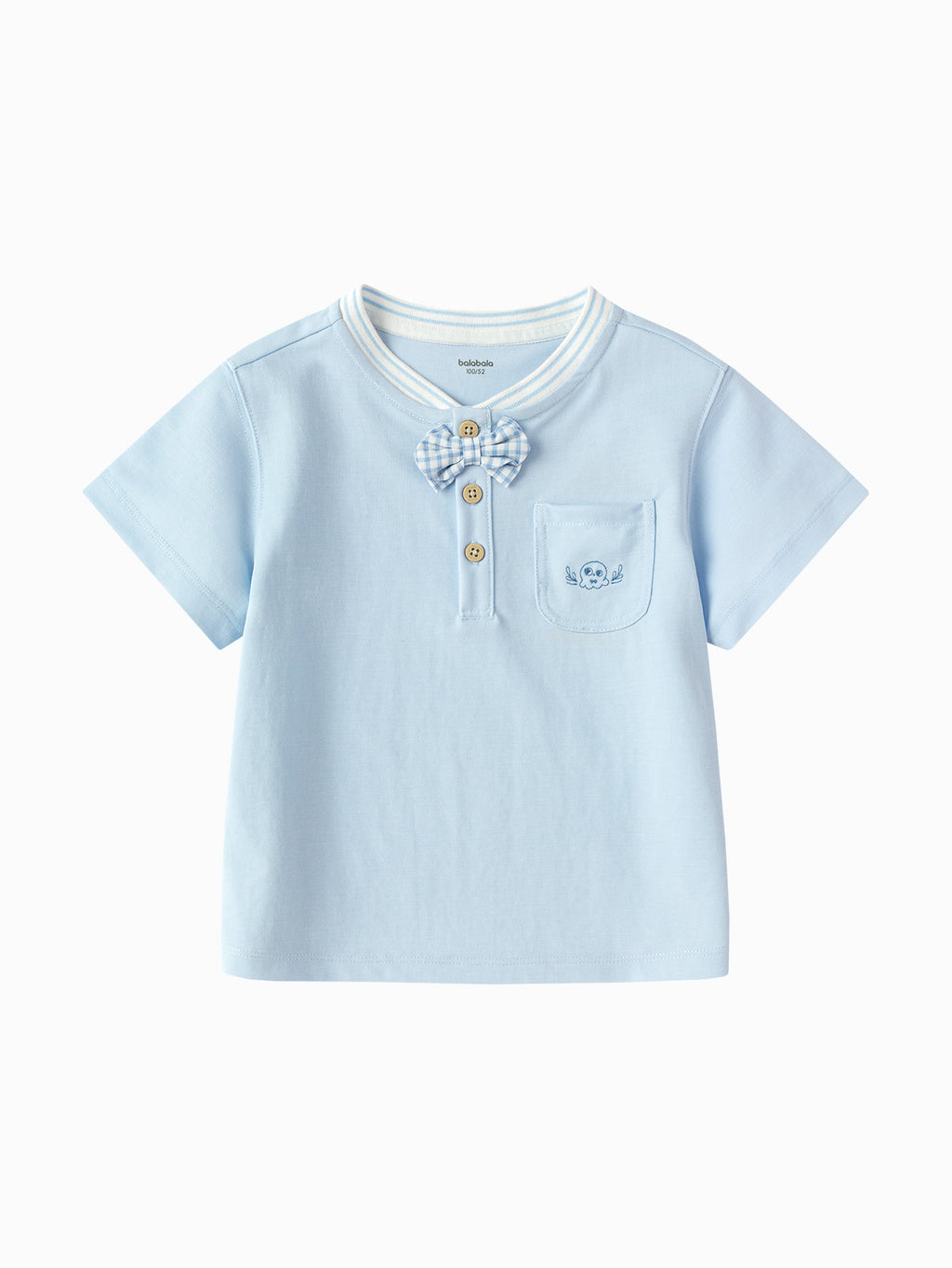 Balabala Girls Bow T Shirt White,Blue